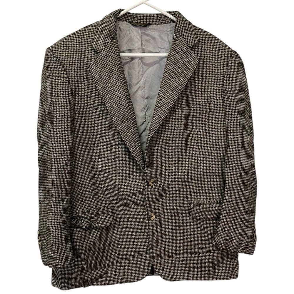 Southwick‎ 42 Brown Houndstooth Blazer Sport Coat Two Button USA Dark Academia